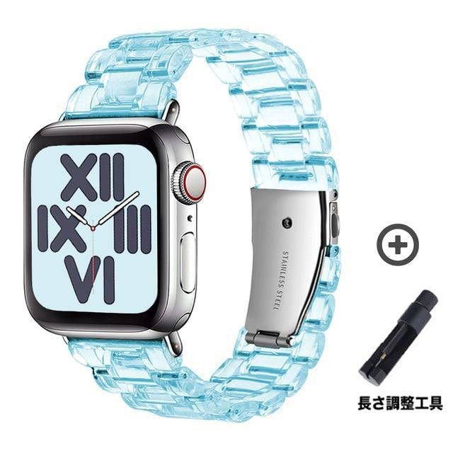 Resin clear 透明 スチール Apple Watch バンド＃ apple watch バンド givgiv Blue 38mm/40mm/41mm用 