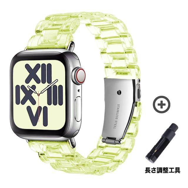Resin clear 透明 スチール Apple Watch バンド＃ apple watch バンド givgiv Green 38mm/40mm/41mm用 