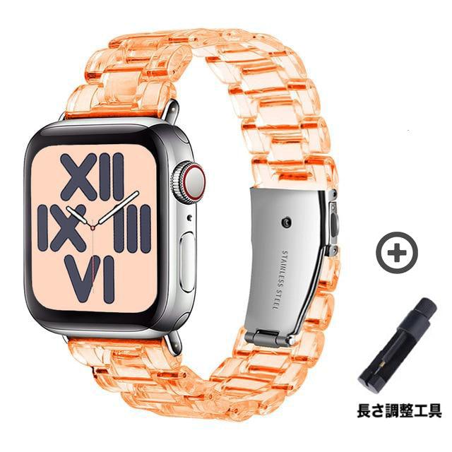 Resin clear 透明 スチール Apple Watch バンド＃ apple watch バンド givgiv Orange 38mm/40mm/41mm用 