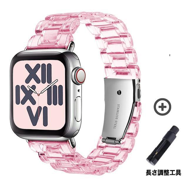 Resin clear 透明 スチール Apple Watch バンド＃ apple watch バンド givgiv Pink 38mm/40mm/41mm用 
