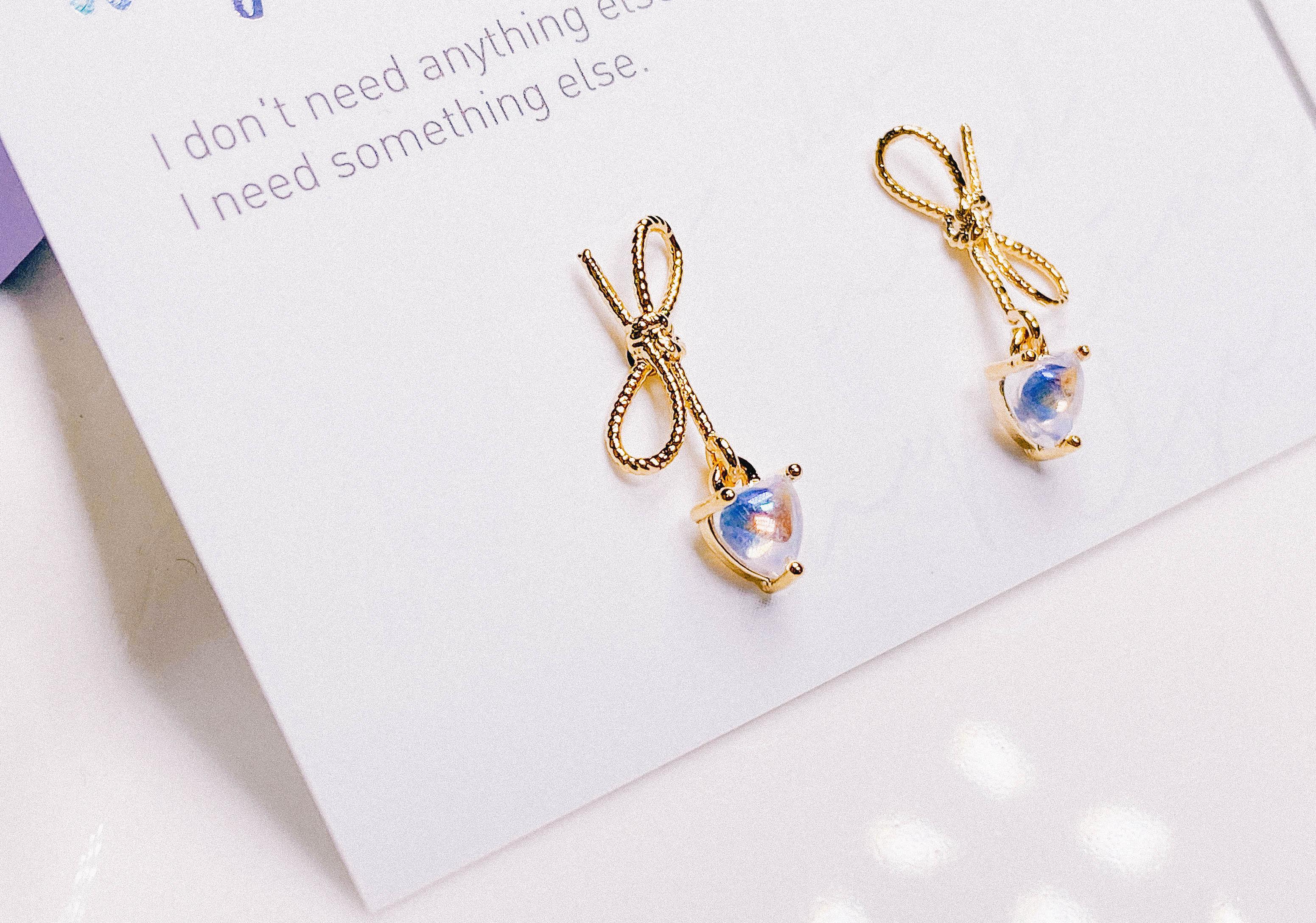 リボンココロハートピアス Earrings anything else 