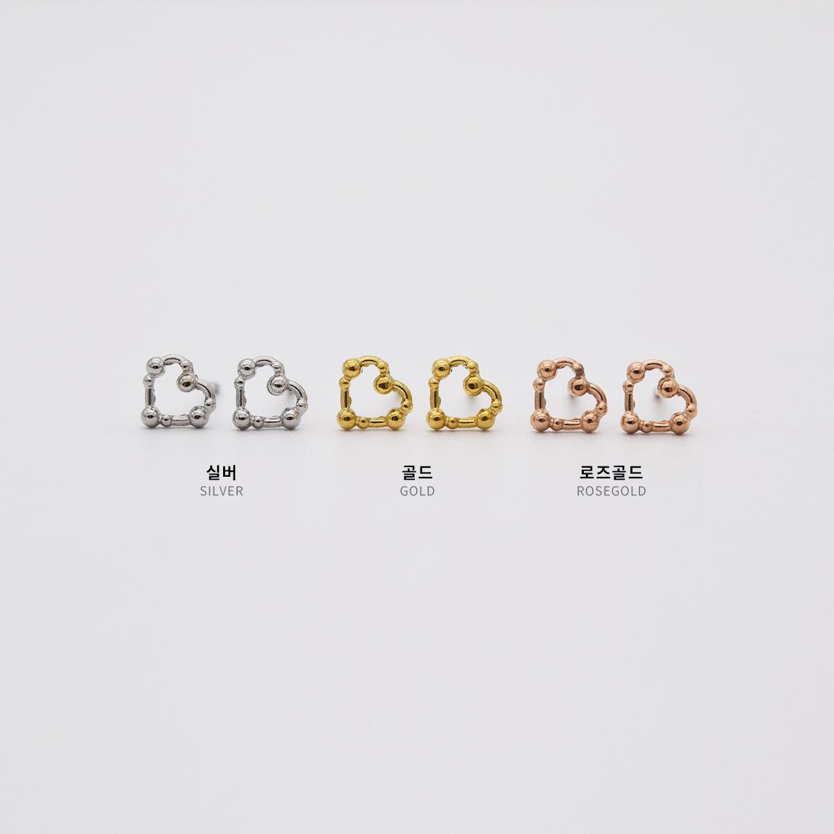 [サージカルスチール]ミニボールハートラインピアス Earrings 10000won 