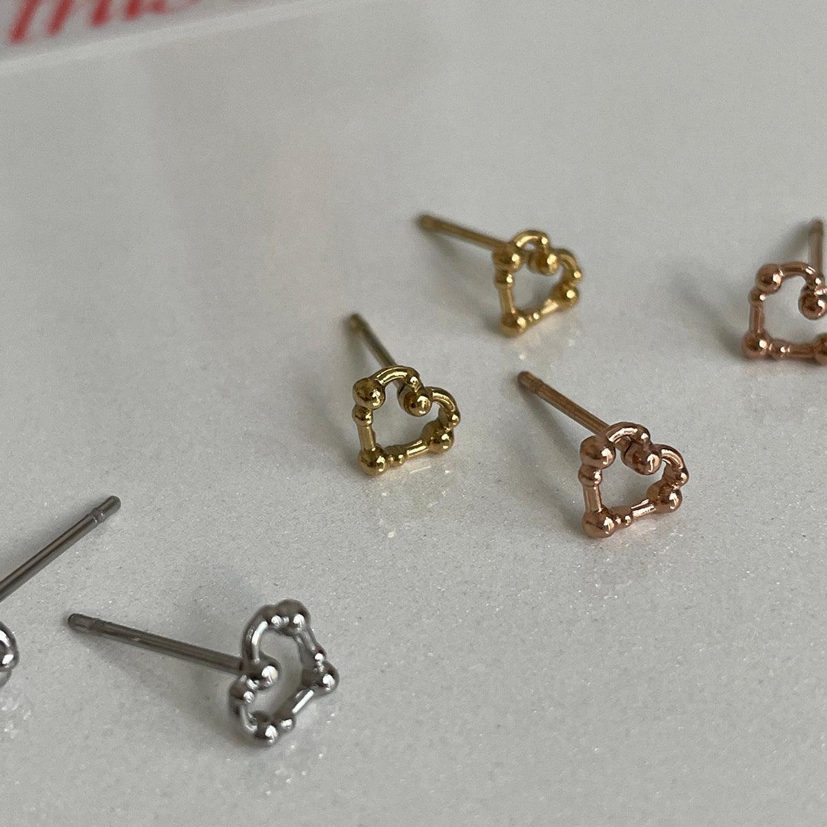 [サージカルスチール]ミニボールハートラインピアス Earrings 10000won 