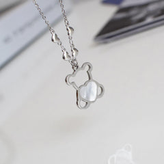 [サージカルスチール]ラブリー螺鈿クマロングネックレス necklace 10000won 