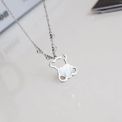 [サージカルスチール]ラブリー螺鈿クマロングネックレス necklace 10000won 