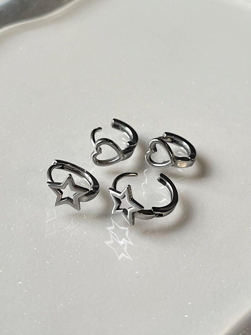 [サージカル]スター&ハートワンタッチリングピアス Earrings younglong-seoul 