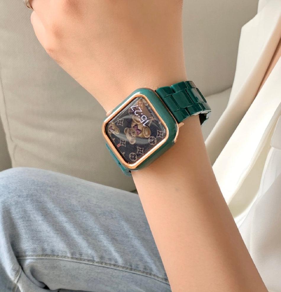 【セット】光沢樹脂 チェーン バンド＆ ケース Apple Watch＃ apple watch バンド givgiv 