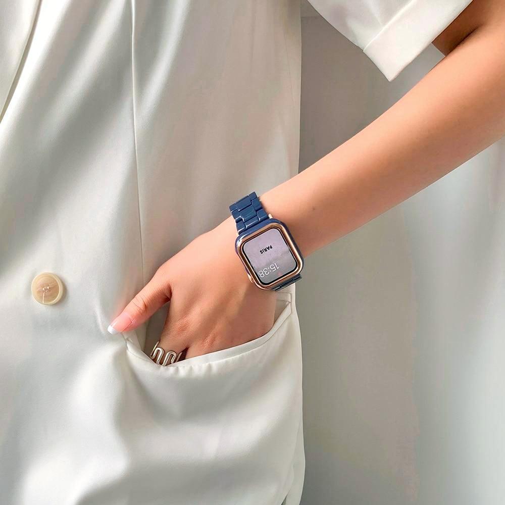 【セット】光沢樹脂 チェーン バンド＆ ケース Apple Watch＃ apple watch バンド givgiv 