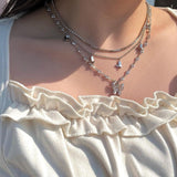 [送料無料]ウェーブ蝶々ラインストーンチェーンネックレス(DKZ-ジェチャン着用) necklace STEEL EDITION 