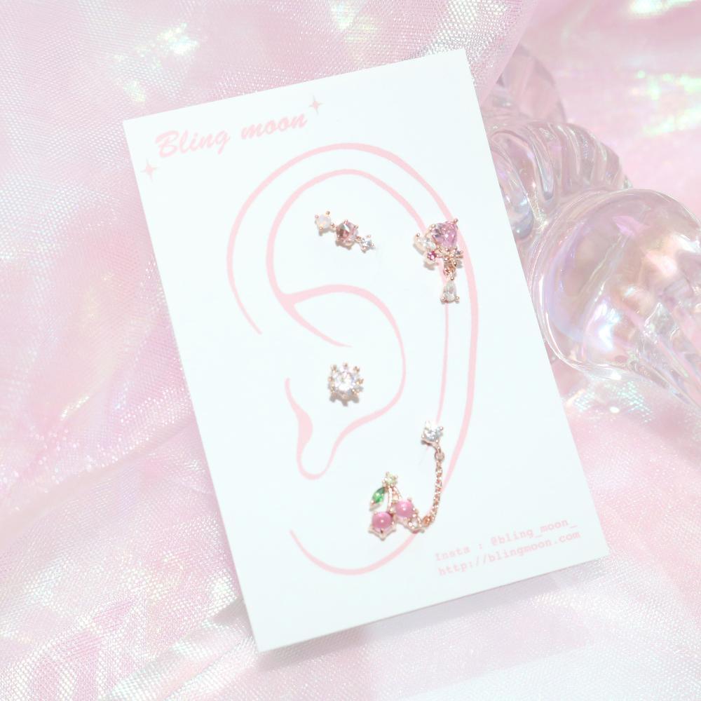 [Styling] Cherry Pink ピアッシング (4 set) Piercing bling moon 