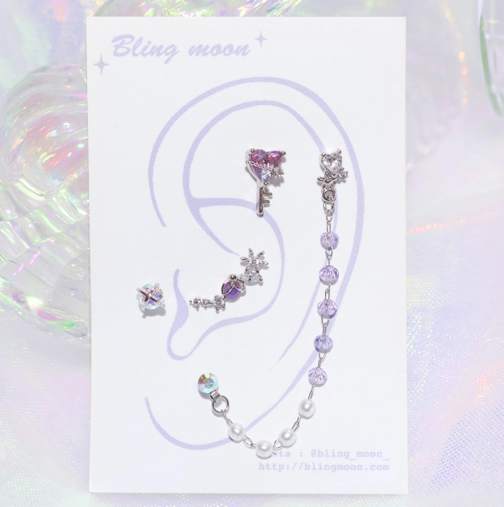 [Styling] Lovely purple ピアッシング (4 set) Piercing bling moon 