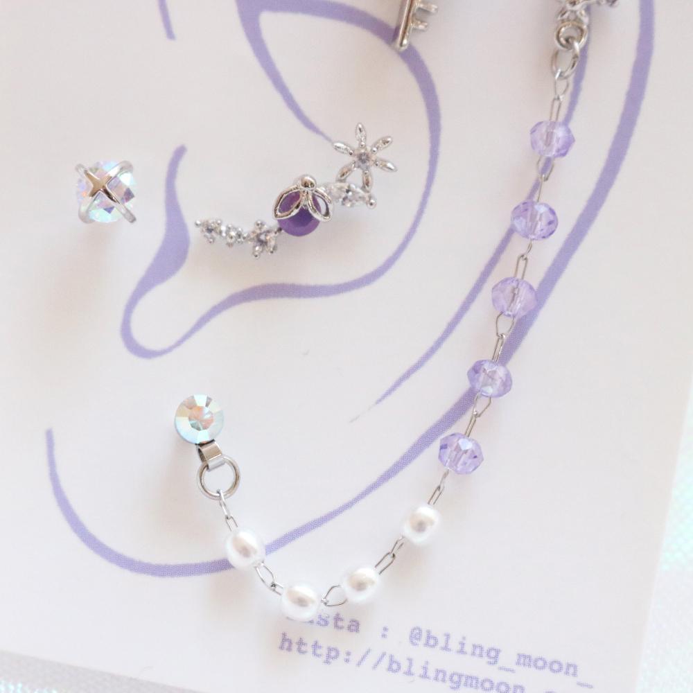 [Styling] Lovely purple ピアッシング (4 set) Piercing bling moon 