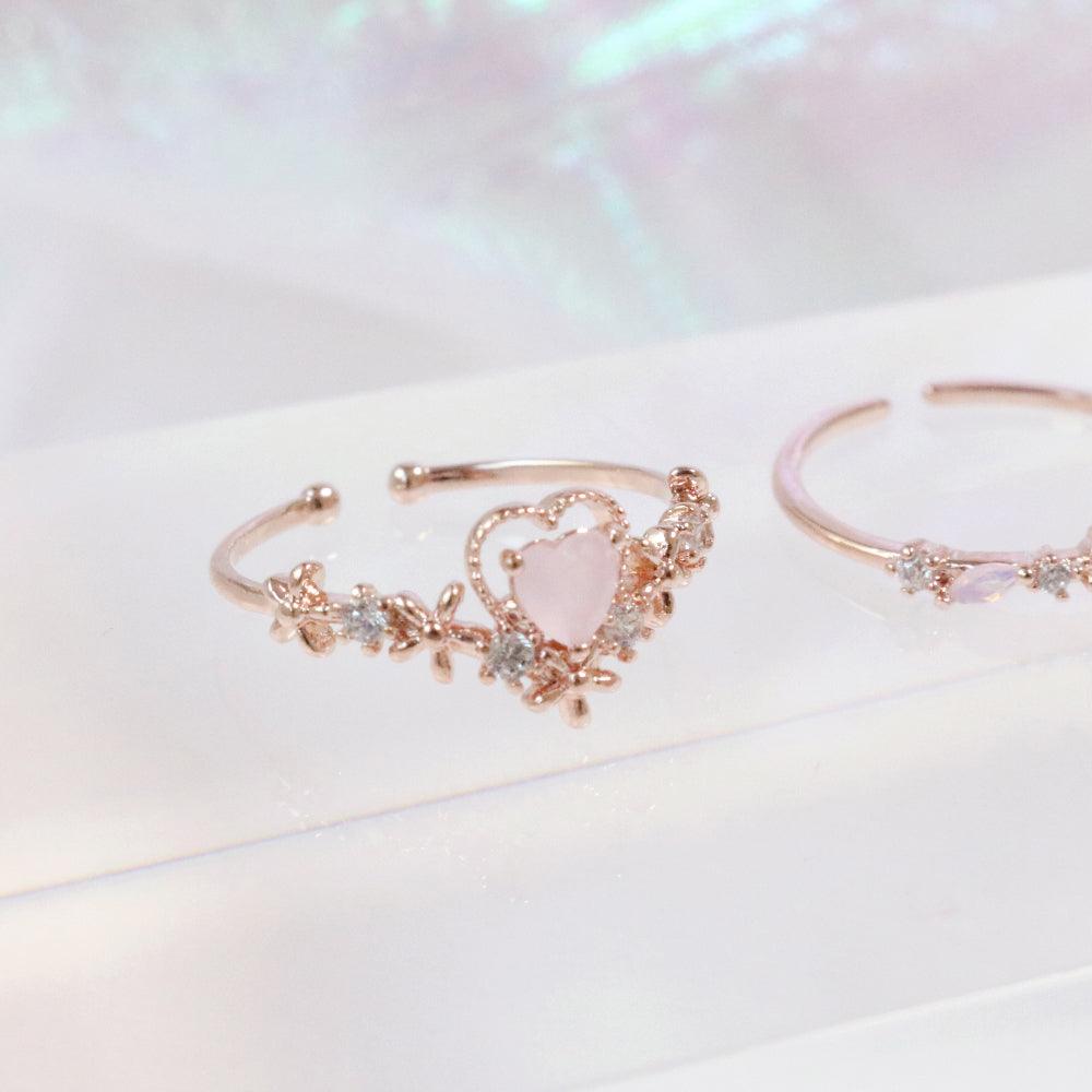 [Styling]Pink Heart Crown リング[3点セット] ring bling moon 