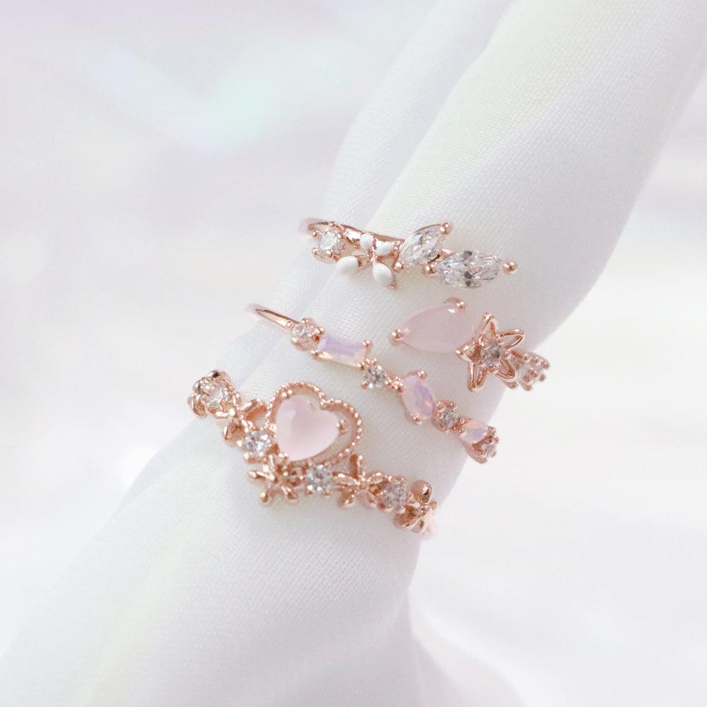 [Styling]Pink Heart Crown リング[3点セット] ring bling moon 