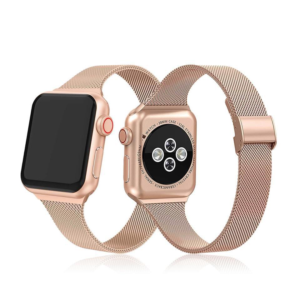 スリム ミラネーゼ ループバンド apple watch バンド givgiv 38mm/40mm/41mm用 Pink gold 