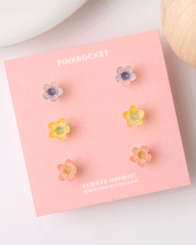 TINT GRADATION FLOWER ピアス Earrings pink-rocket 