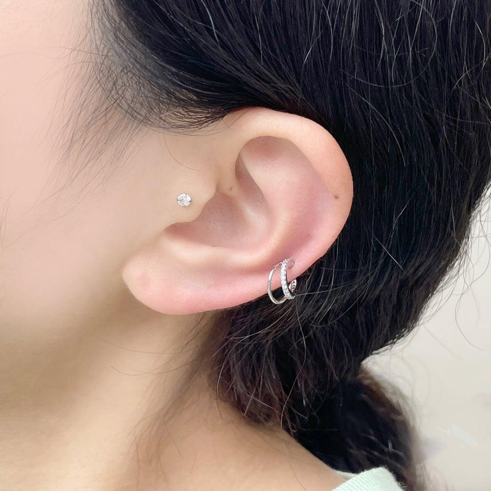Two line Cubic リング・ピアッシング Piercing bling moon 