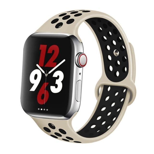 穴 スポーツバンド (beige black) apple watch バンド givgiv 