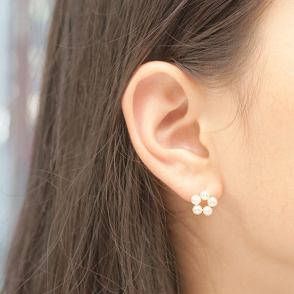 真珠フラワーピアス Earrings Lime G 